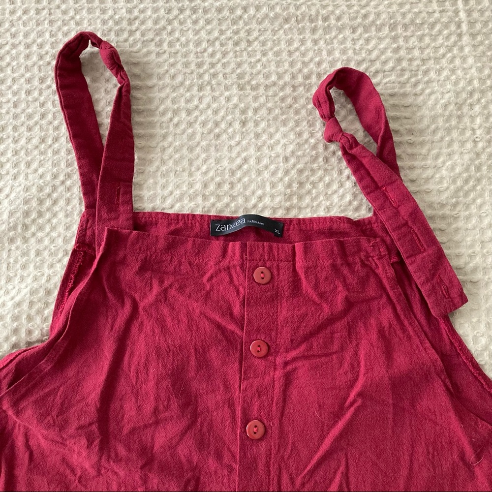 Red Linen Jumpsuit Overalls